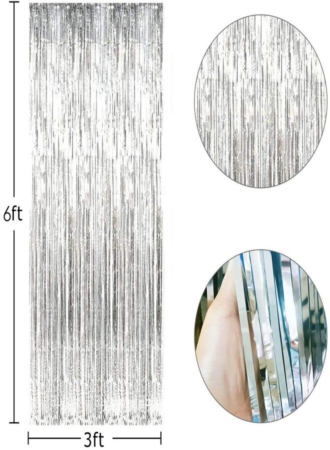 Hemito 2 Pcs 3ftx6ft Party Foil Curtain for Birthday, Anniversary, Baby Shower Party Decoration (Silver, Pack of 2) - Image 2